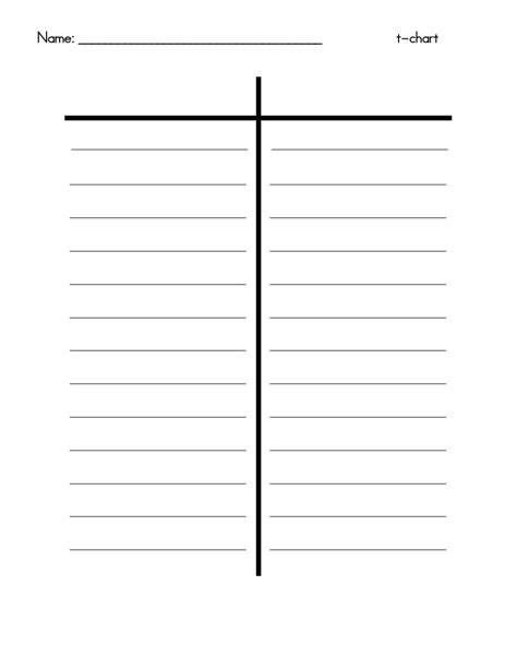 Printable T Chart With Lines